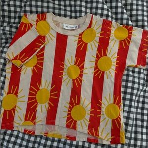 Mini Rodini Kids Sunny Stripe Tee - Yellow & Red